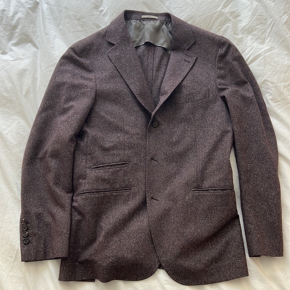 Brunello Cucunelli Blazer Size 50 Burgundy - Picture 2 of 5